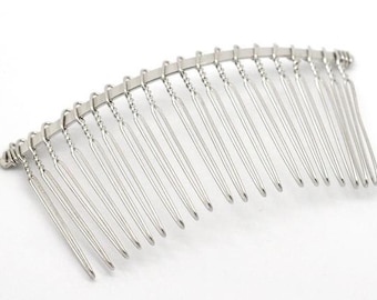 5 Silver Hair Combs - Nickel Free - Lead Free - Wedding Bridal Comb - 78mm x 38mm (3 inch x 1.5 inch) - Hair Clip Accessories  (17122)