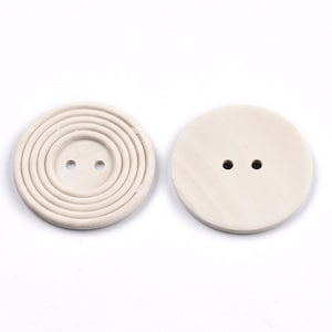 Extra large natural wooden buttons -  50mm - 2 inch -  2 hole - carved unfinished wood button  (n00685)