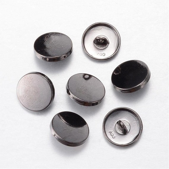 Gunmetal Finish Metal Buttons Shank 15mm in Diameter 1/2 Inch