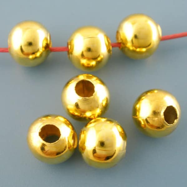 100 Gold Plated Round Smooth Beads - 10mm - Lead Nickel Free - Gold Spacer Bead (B03085)