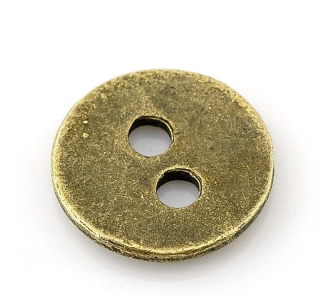 10 Antique Bronze Metal Button 2 Holes 11mm 3/8 Etsy