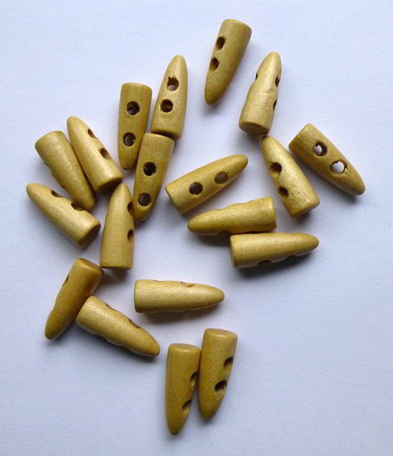 25 Toggle Wooden Buttons Horn Shaped Light Natural Finish Etsy