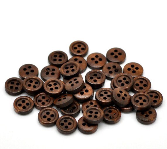 150 Stück Holzknöpfe 15mm 4 Löcher Rund Naturell Nähen Basteln Kleidung Deko DIY