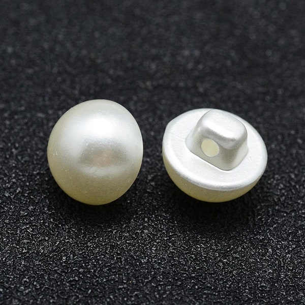 Bottoni di perle finte bianche - Bianco crema - Gambo - 10 mm x 9 mm - Acrilico (12a)