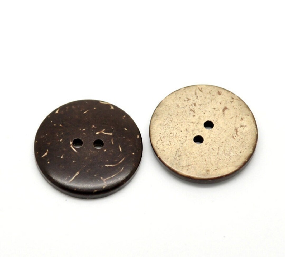 10 Coconut Shell Wooden Buttons - 1 Inch - 25mm - Wood Buttons ...