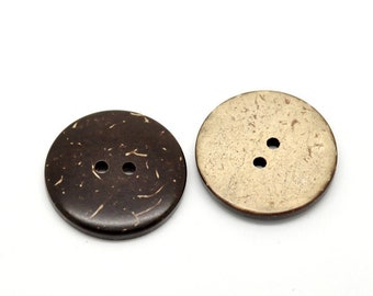 10 coconut shell wooden buttons - 1 inch - 25mm - wood buttons - recycled coconut wood (18429)