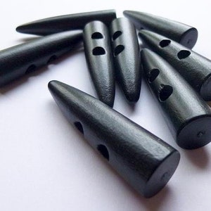 5 stora träknappar - svart finish - 60 mm x 13 mm - Stor svart träknapp (B663861)