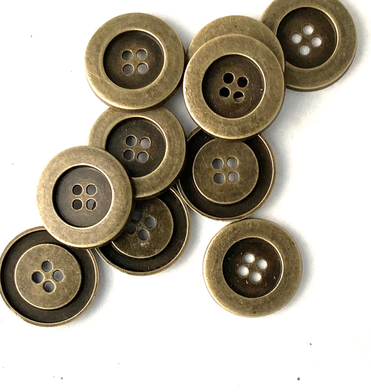 10 25mm Antique Bronze Metal Button 4 Holes 25mm 1 Etsy