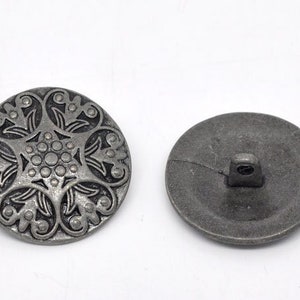 Antiqued silver metal buttons - shank - 25mm (1 inch) - metal silver button b09135