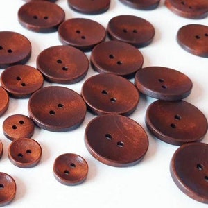 Brown Wooden Buttons 25mm 1 Inch 2 Holes Round Sewing Wood Buttons 25mm image 7