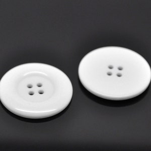25 Large White Resin Acrylic Buttons - 38mm (1.5 inch)  - 4 Hole - Acrylic Button White  (19902)