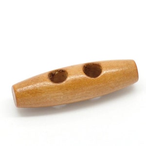10 toggle wooden buttons - light brown finish - 4x1.2cm (1-5/8&quot;x1/2&quot;) - wood toggle button (18841)