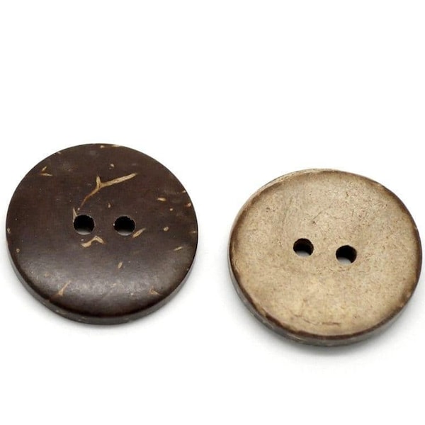 10 Coconut Shell Wooden Buttons - 3/4 inch - 20mm - Wholesale Button - Wood Buttons -  Coconut Wood  (18437)