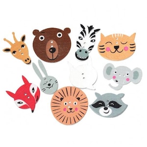 Animal Wood Buttons,Novelty Notions, Randomly Mixed Buttons, Cute Animal Button Embellishments, Craft Buttons, hedgehog buttons,bunny  (17)