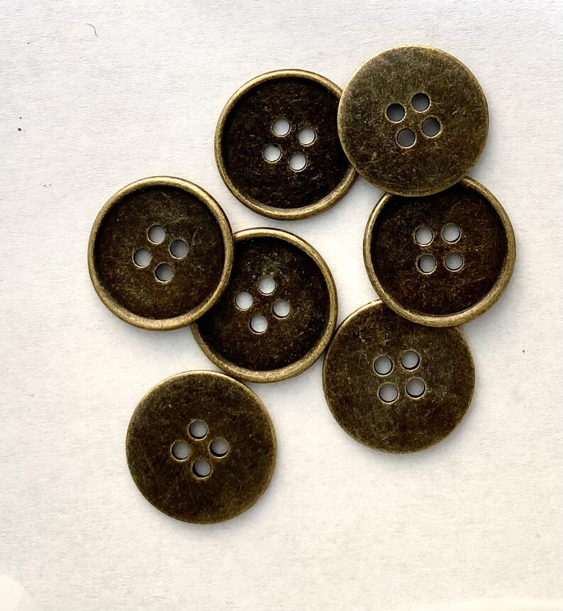 25mm Antique Bronze Metal Button 4 Holes 1 Inch Sewing Etsy