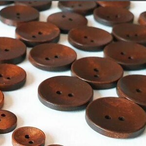 Brown Wooden Buttons 25mm 1 Inch 2 Holes Round Sewing Wood Buttons 25mm image 6