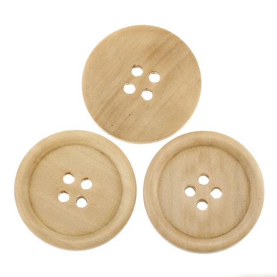 4 hole 10 Extra Large Dark Brown Wooden Button Wood But... 1.5 inch 4cm