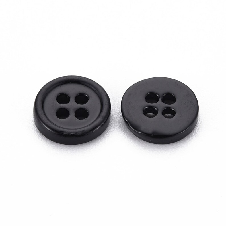 Black Shell Button Black Shell Buttons - 11mm - 4 Hole - Natural Shell Buttons (064A-01 ...