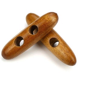 Toggle Wooden Buttons - Light Brown Finish - 5cm - Wood Toggle Button 268
