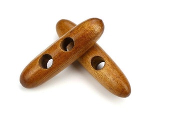 Toggle Wooden Buttons - Light Brown Finish - 5cm - Wood Toggle Button 268