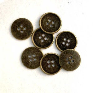 25mm antique bronze metal button - 4 holes - 1 inch - sewing metal buttons (25mm02)