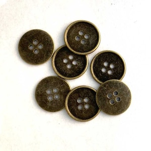 25mm antique bronze metal button - 4 holes - 1 inch - sewing metal buttons (25mm02)