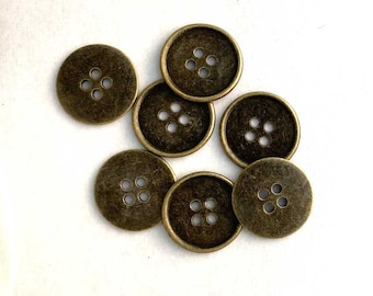 25mm antique bronze metal button - 4 holes - 1 inch - sewing metal buttons (25mm02)