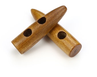 Toggle Wooden Buttons - Brown Finish - Horn Shaped - 50mm - Wood Toggle Button (815)