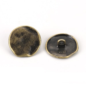 10 Bronze, Silver, or Gold Metal Shank Buttons - 18mm - Hammered Design  - Lead and Nickel Safe (001-003-004)