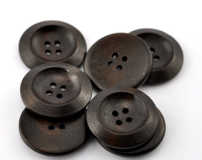 10 Dark Brown Coffee Wooden Buttons Brown Matte Finish 30mm - Etsy