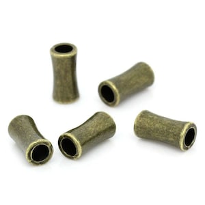 10 bronze slider spacer beads - 11mm x 5mm -  bronze tube bead for leather cord or bracelet (28624)