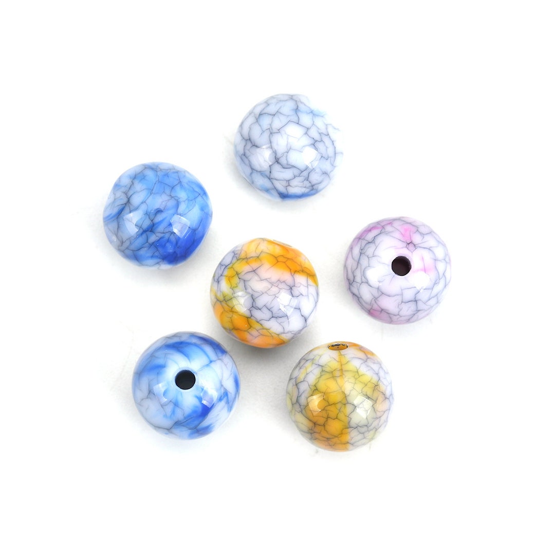 10 Acrylic 12mm (1/2 Inch) Beads - Multicolor - Crack Design Bead ...