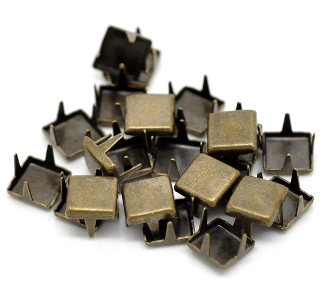 50 Antique Bronze Square Rivet Stud Spikes 6mm 1/4 X Etsy