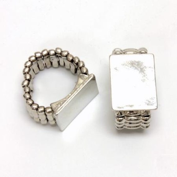 Flat Back Silver Plated 12 Stretchy Ring Base