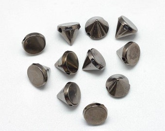 100 gunmetal black acrylic rivet beads, rivets for punk jewelry, cone, 10mm x 10mm, hole: 2mm q054-10mm-b