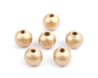 Holzperlen - 10mm (ca. 3/8 Inch) - Holz Spacer Perlen in Metallic Gold 10mm B0201264