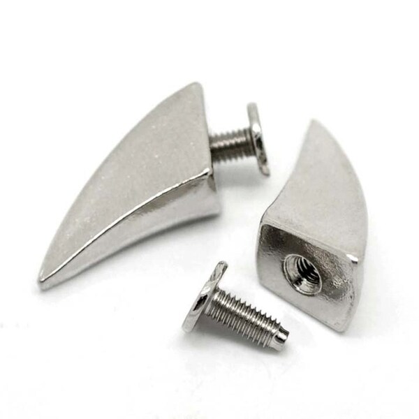 5 Large Silver Rivet Stud Spikes - 24mm x 10mm - Metal - Screw On -  Horn Shaped - Rivets Studs Spike