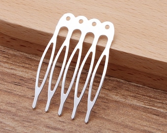 10 Silver or Gold hair combs - nickel free - lead free - wedding bridal comb - 39mm x 26mm - hair clip accessories - silver / gold