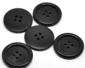 Black Wooden Buttons - 25mm (approx. 1 Inch) ) (99)