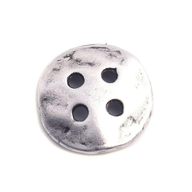 10 Antiqued Silver Metal Buttons 14mm X 14mm 4 Hole Silver Button 171 image 2