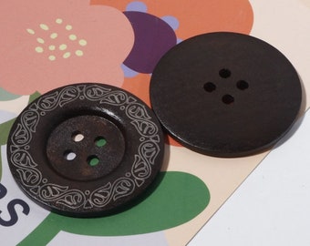 5 Extra Large Wooden Button - 2 3/8 inch - 6cm - Wood Buttons - Decorative  (19213)