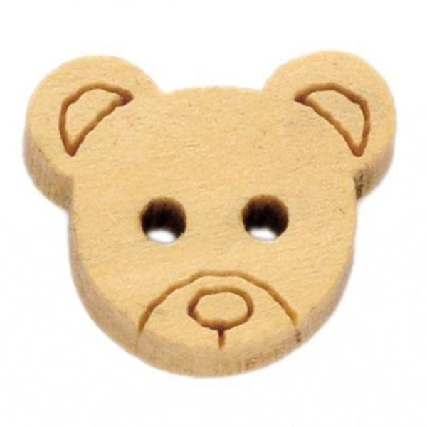 Teddy Bear Buttons, Baby Buttons, Doll Clothes Buttons Small Wooden Buttons, 13mm, 1/2 Inch (28)