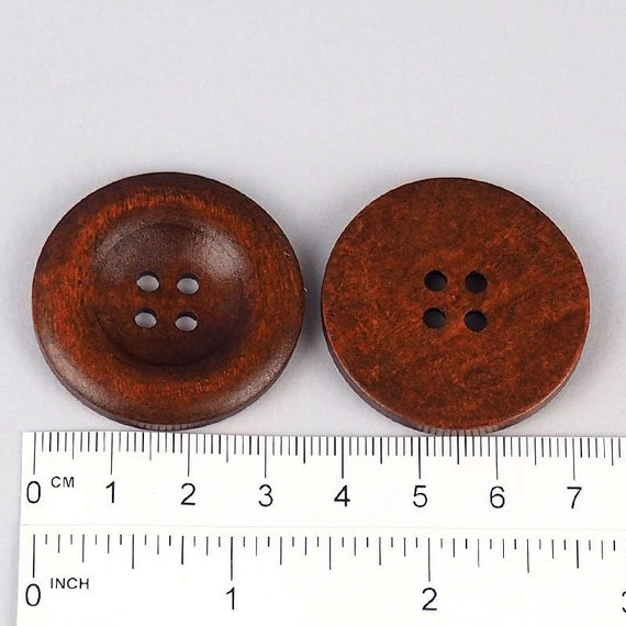 20 Large Dark Brown Coffee Wooden Button - 35mm - 1 3/8 inch - 4