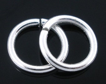 100 jump rings - silver plated - 8mm