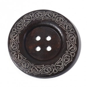 5 Extra Large Wooden Button - 2 3/8 inch - 6cm - Wood Buttons - Decorative  (19213)