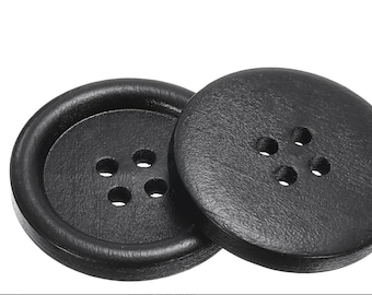 木製盆 黒ボタン花模様 M-127-9 黒桜木製ボタン、25 mm、0.98 インチ、大きいサイズ、日本の花柄