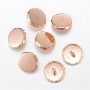 Gold finish metal buttons shank 15mm in diameter (1/2&quot; inch) - gold tone shank button (05kcg)
