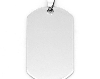 2 Stainless Steel Charms Pendants - Rectangle - 5cm x 2.4cm (2" x 1") - Silver Finish - Metal Charm or Pendants (28776)