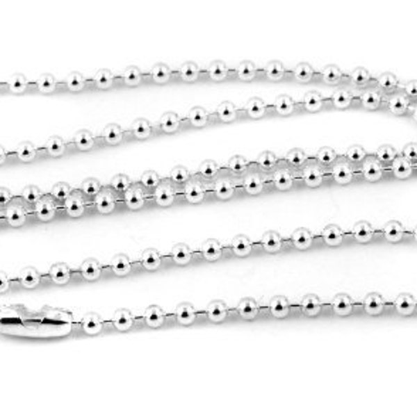 50 Silber Kugel Kette Halskette - 18" - 2,4 mm - Kugelketten