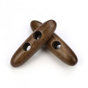 Toggle Wooden Buttons - Light Brown Finish - 5cm - Wood Toggle Button 252